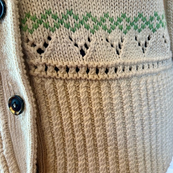 LL bean signature cotton Knit Cardigan fisherman’s sweater - Picture 4 of 13